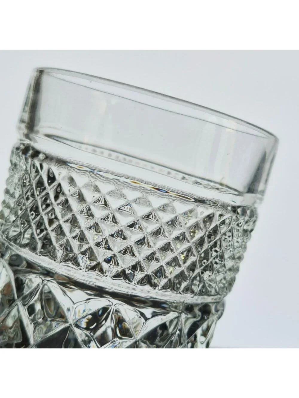Vintage Anchor Hocking Wexford Goblet Set of 2, Criss Cross Pressed Glass, USA
